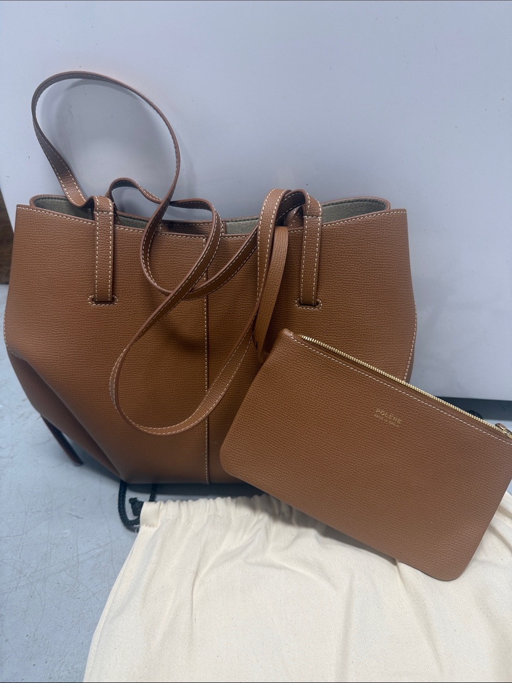 POLENE BRAND NEW - Authentic - Brown Leather Tote Bag - Everyday Carry MINI - Picture 2 of 5